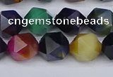 CTE1971 15.5 inches 10mm faceted nuggets mixed tiger eye beads