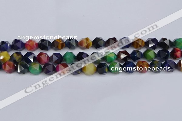 CTE1971 15.5 inches 10mm faceted nuggets mixed tiger eye beads