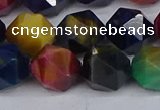 CTE1972 15.5 inches 12mm faceted nuggets mixed tiger eye beads