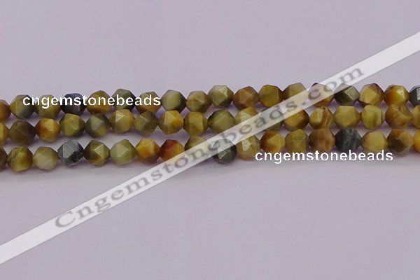 CTE1976 15.5 inches 8mm faceted nuggets golden & blue tiger eye beads