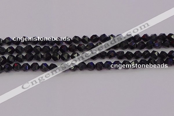 CTE1981 15.5 inches 6mm faceted nuggets blue tiger eye beads