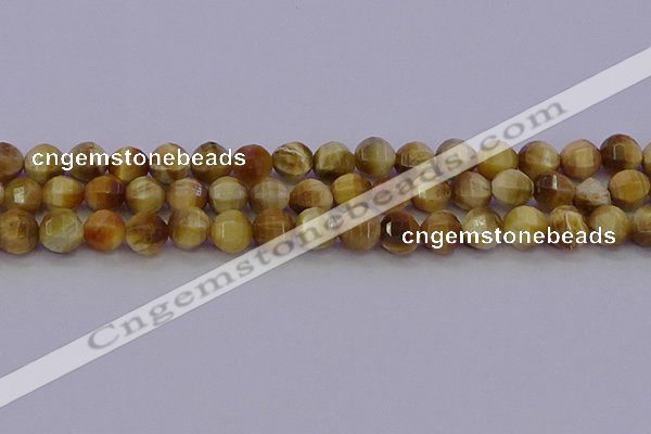 CTE1997 15.5 inches 8mm faceted round golden tiger eye beads