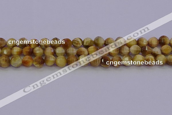 CTE1997 15.5 inches 8mm faceted round golden tiger eye beads