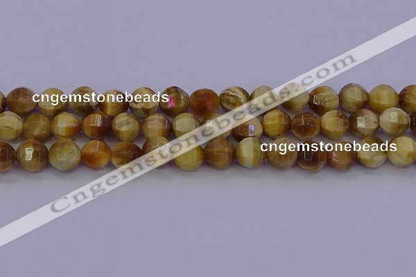 CTE1998 15.5 inches 10mm faceted round golden tiger eye beads