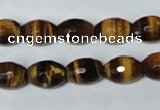 CTE207 15.5 inches 8*10mm faceted rice yellow tiger eye beads