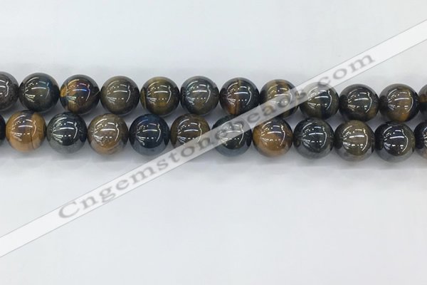 CTE2089 15.5 inches 14mm round AB-color blue & yellow tiger eye beads