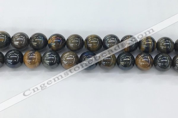 CTE2090 15.5 inches 16mm round AB-color blue & yellow tiger eye beads