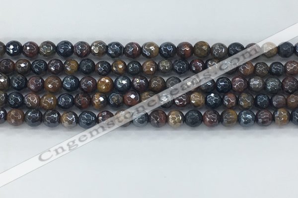 CTE2093 15.5 inches 6mm faceted round AB-color mixed tiger eye beads