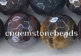 CTE2099 15.5 inches 18mm faceted round AB-color mixed tiger eye beads