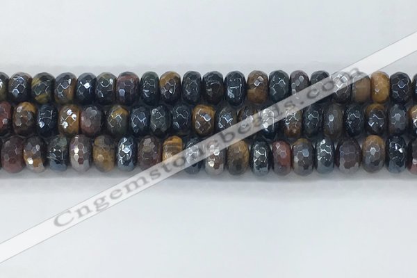 CTE2103 6*10mm faceted rondelle AB-color mixed tiger eye beads