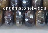 CTE2104 7*12mm faceted rondelle AB-color mixed tiger eye beads