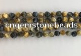 CTE2125 15.5 inches 6mm faceted nuggets golden & blue tiger eye beads