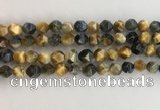 CTE2126 15.5 inches 8mm faceted nuggets golden & blue tiger eye beads