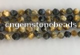 CTE2127 15.5 inches 10mm faceted nuggets golden & blue tiger eye beads