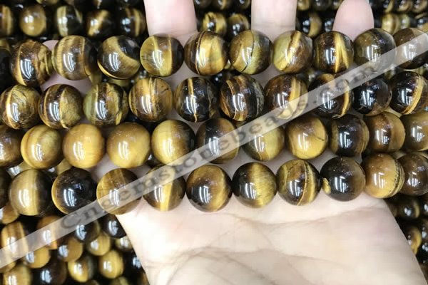 CTE2161 15.5 inches 12mm round yellow tiger eye gemstone beads