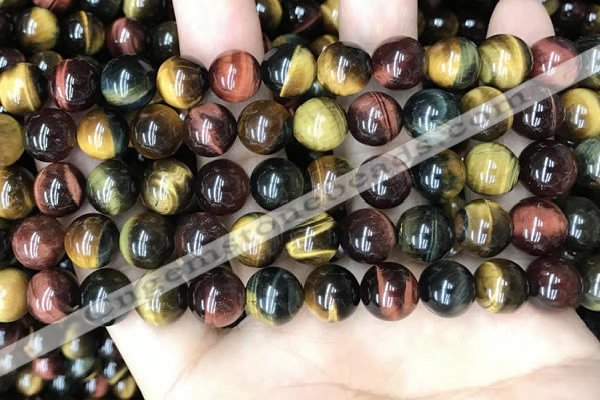 CTE2203 15.5 inches 10mm round mixed tiger eye gemstone beads