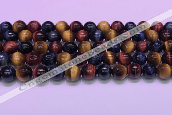 CTE2221 15.5 inches 10mm round colorful tiger eye gemstone beads