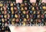 CTE2226 15.5 inches 6mm faceted round colorful tiger eye beads