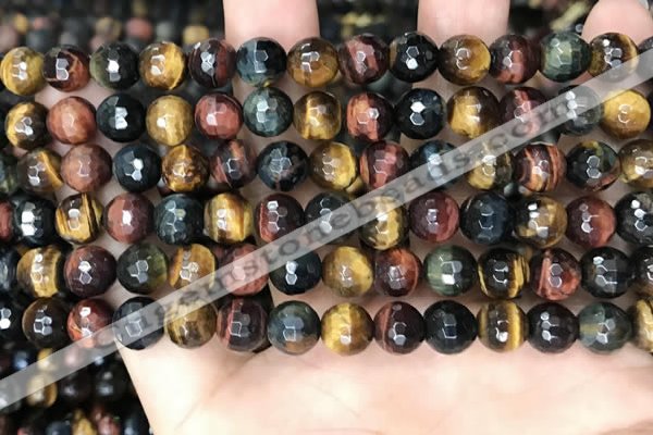 CTE2226 15.5 inches 6mm faceted round colorful tiger eye beads