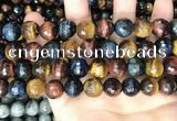 CTE2229 15.5 inches 12mm faceted round colorful tiger eye beads