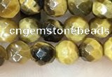 CTE2231 15.5 inches 4mm faceted round yellow tiger eye beads