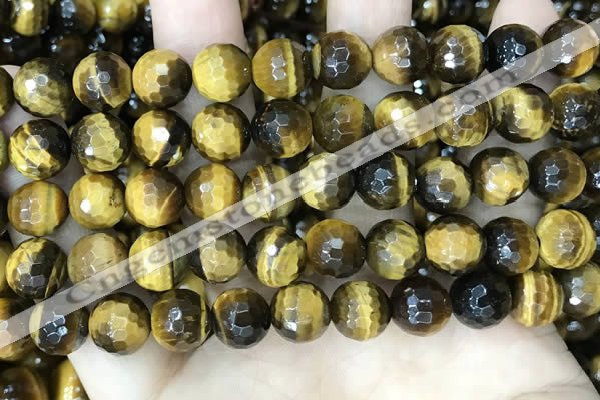 CTE2234 15.5 inches 10mm faceted round yellow tiger eye beads