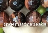 CTE2238 15.5 inches 8mm faceted round red tiger eye beads