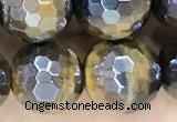 CTE2267 15 inches 10mm faceted round AB-color yellow tiger eye beads