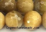 CTE2318 15 inches 12mm faceted round golden tiger eye beads