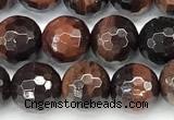 CTE2344 15 inches 6mm faceted round red tiger eye beads