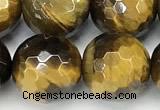 CTE2356 15 inches 12mm faceted round yellow tiger eye beads
