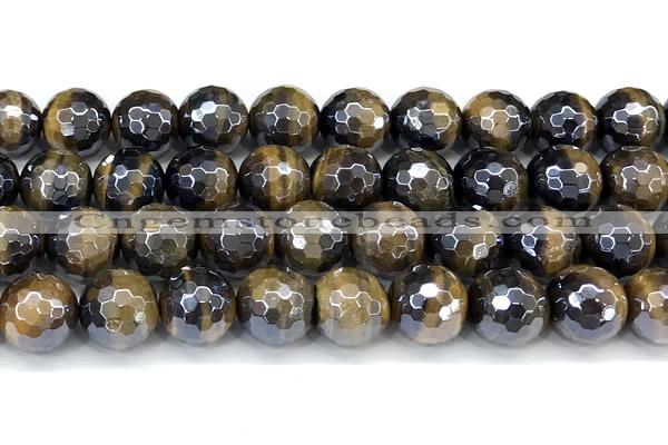 CTE2361 15 inches 12mm faceted round AB-color yellow tiger eye beads