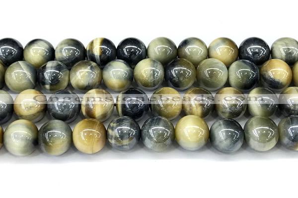 CTE2375 15 inches 12mm round AB-color golden & blue tiger eye beads