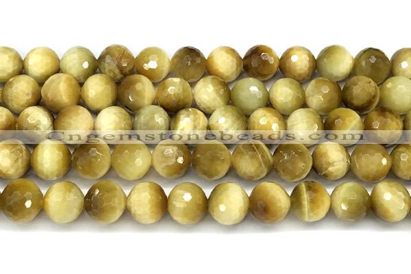 CTE2390 15 inches 10mm faceted round golden tiger eye beads
