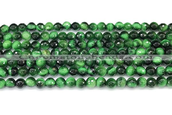 CTE2408 15 inches 6mm round faceted green tiger eye beads