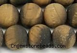 CTE2457 15 inches 8mm round matte yellow tiger eye beads