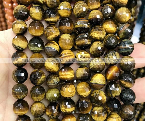 CTE2465 15 inches 10mm faceted round yellow tiger eye beads wholesale