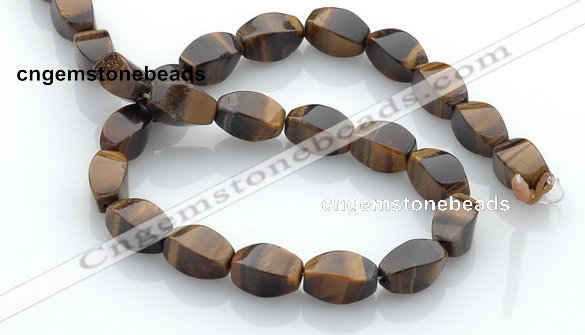 CTE26 8*15mm twisted oval yellow tiger eye beads Wholesale