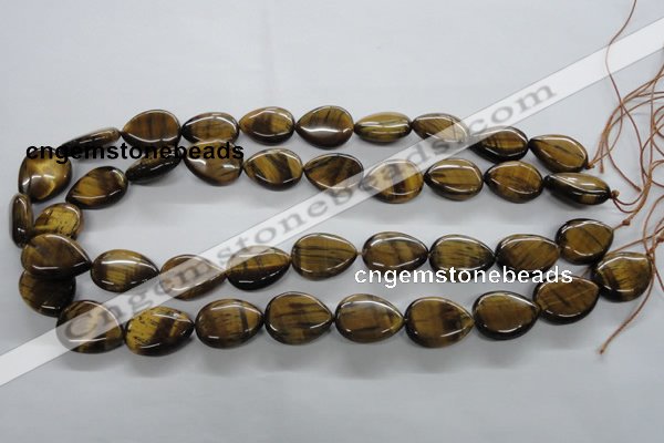 CTE307 15.5 inches 15*20mm flat teardrop yellow tiger eye gemstone beads