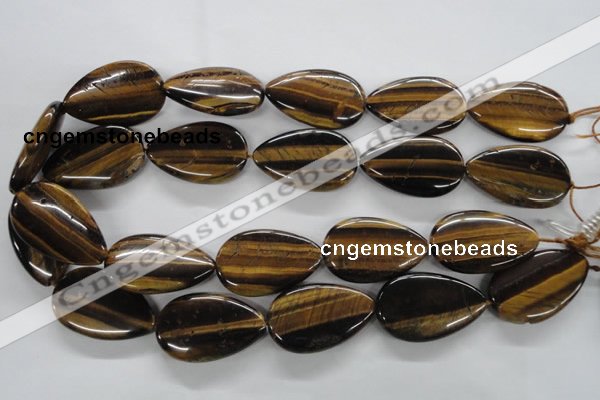 CTE308 15.5 inches 22*34mm flat teardrop yellow tiger eye gemstone beads