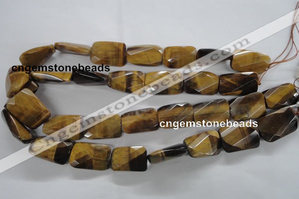 CTE318 18*25mm twisted & faceted rectangle yellow tiger eye beads