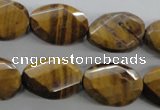 CTE321 15.5 inches 15*20mm twisted & faceted oval yellow tiger eye beads