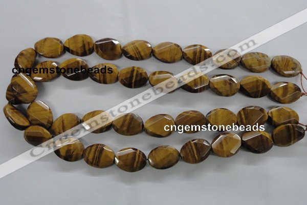 CTE321 15.5 inches 15*20mm twisted & faceted oval yellow tiger eye beads