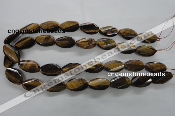 CTE322 15.5 inches 15*25mm twisted & faceted oval yellow tiger eye beads