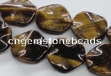 CTE323 15.5 inches 20mm wavy coin yellow tiger eye gemstone beads