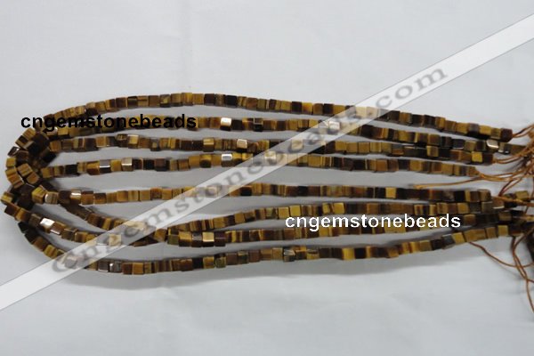 CTE326 15.5 inches 4*4mm cube yellow tiger eye gemstone beads