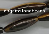 CTE332 15.5 inches 11*40mm trihedron yellow tiger eye gemstone beads