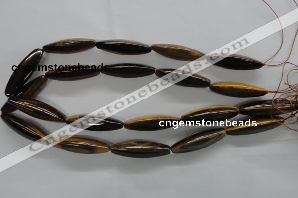 CTE332 15.5 inches 11*40mm trihedron yellow tiger eye gemstone beads