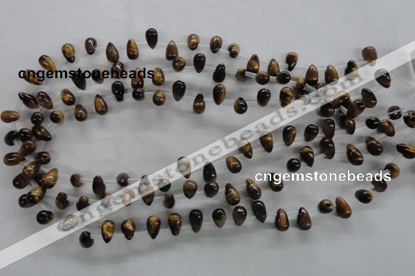 CTE337 Top-drilled 6*10mm teardrop yellow tiger eye gemstone beads