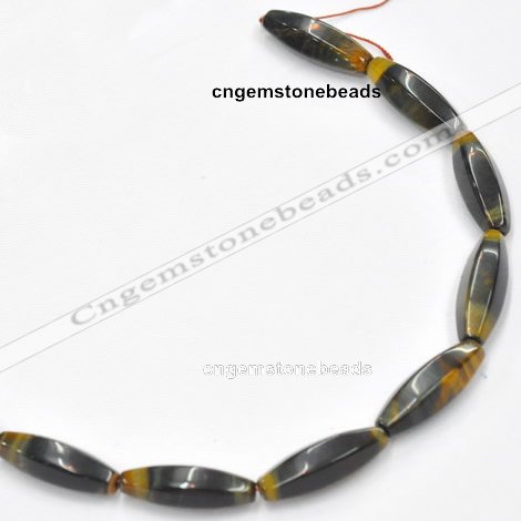 CTE36 15.5 inches 10*30mm faceted rice blue tiger eye beads wholesale